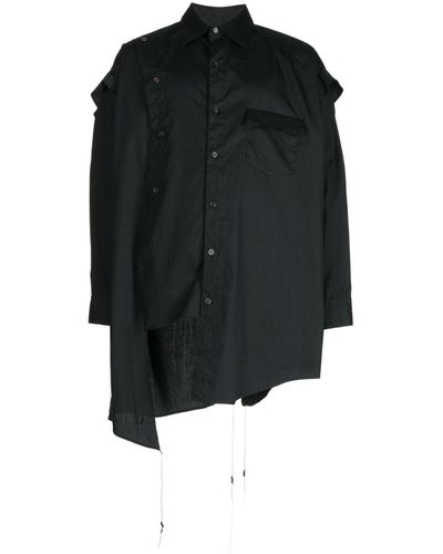 Sulvam Long-sleeves Asymmetric Shirt - Black