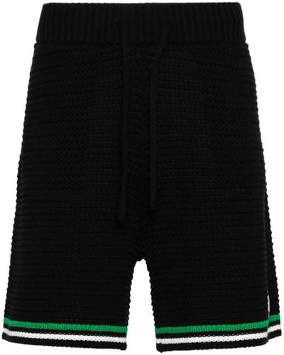 Casablancabrand Logo-patch Crochet Tennis Shorts - Black