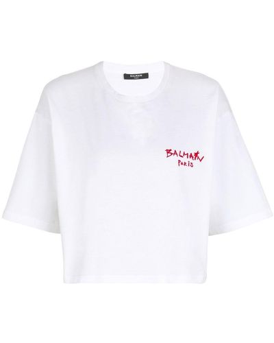 Balmain クロップド Tシャツ - ホワイト