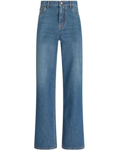 Etro Bestickte Cropped-Jeans - Blau