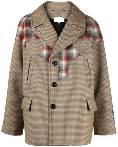 Maison Margiela Caban Con Inserto Pendleton - Marrone