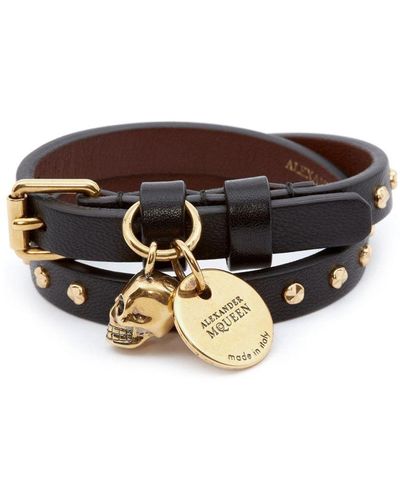 Alexander McQueen Dubbele Armband Met Doodskop - Zwart