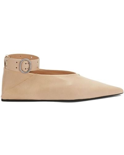 Jil Sander Scarpa Leather Ballerina Shoes - Natural