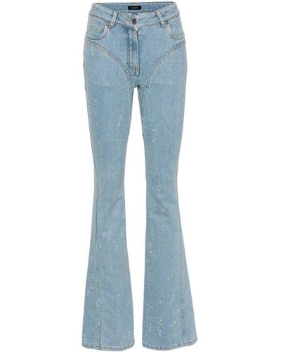Mugler Rhinestone-embellished Flared Jeans - Blue