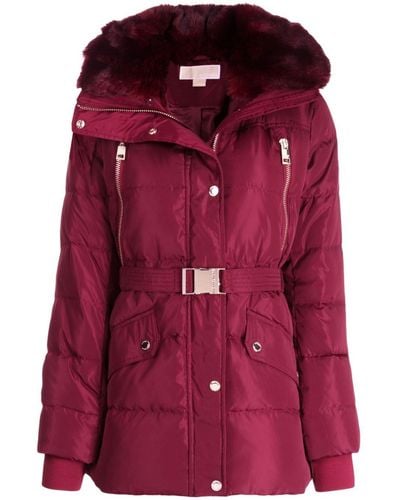 MICHAEL Michael Kors Belted Puffer Coat - Red