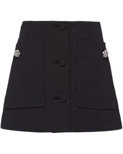 Prada Wool Embellished Mini Skirt - Black