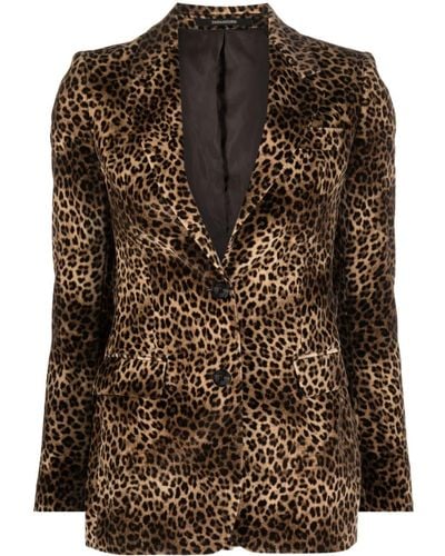 Tagliatore Single-breasted Leopard-print Blazer - Brown