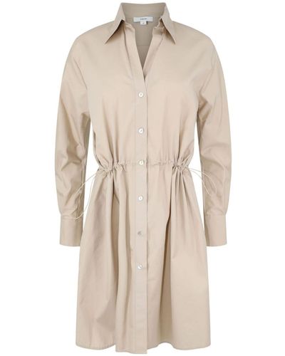 Vince Ruched-detail Cotton Dress - Natural