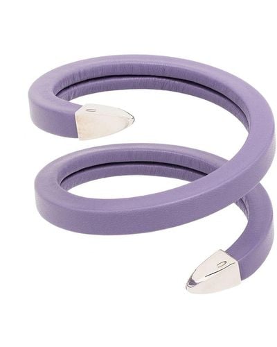 Bottega Veneta Leather Cuff Bracelet - Purple