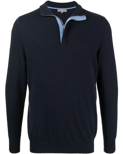 N.Peal Cashmere High-neck Half-zip Jumper - Blue
