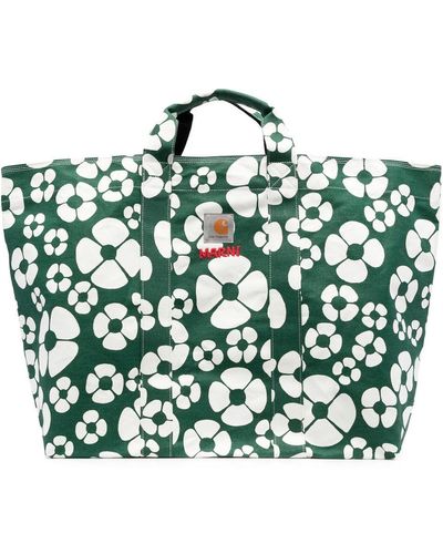 Marni X Carhartt Floral-print Tote Bag - Green