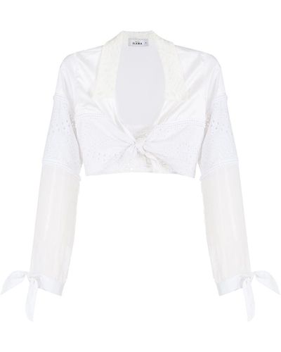 Amir Slama Tie-front Cropped Shirt - White