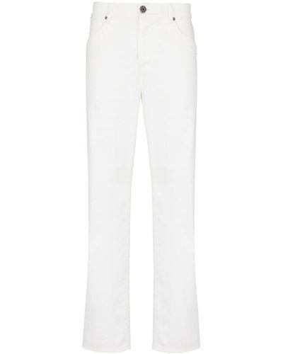 Balmain Jeans dritti con ricamo - Bianco