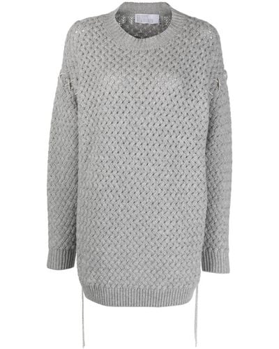 GIUSEPPE DI MORABITO Decorative-stitching Knitted Minidress - Gray