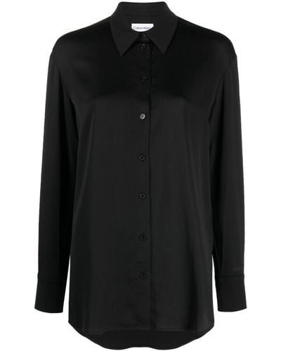 Calvin Klein Long-sleeve Long-length Shirt - Black