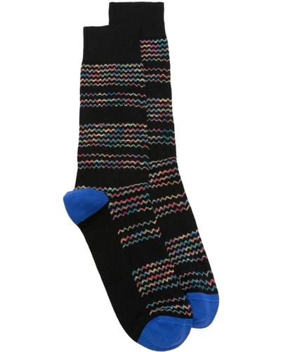 Paul Smith Chevron-pattern Cotton Blend Socks - Black