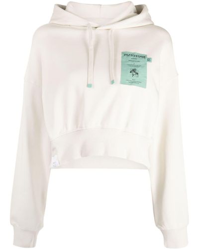 Izzue Slogan-embroidered Cropped Hoodie - White