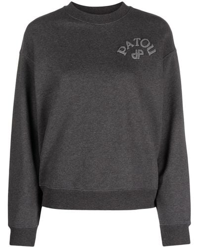 Patou Logo-appliqué Cotton Sweatshirt - Gray