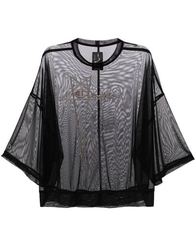 Rick Owens Embroidered-logo Longline T-shirt - Black