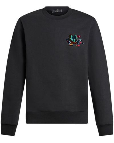 Etro Pegaso-appliqué Crew-neck Sweatshirt - Black