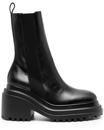 Maje 75mm Leather Ankle Boots - Black