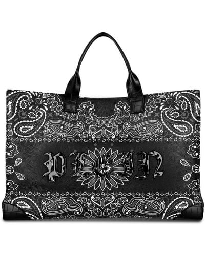 Philipp Plein Logo-print Cotton Tote Bag - Black