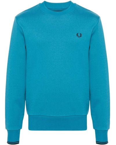 Fred Perry Logo-embroidered cotton sweatshirt - Blau