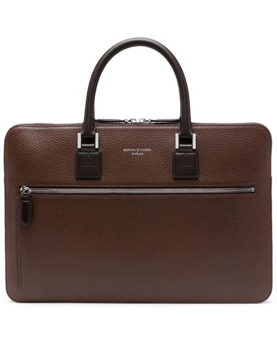 Aspinal of London Connaught Leather Briefcase - Brown