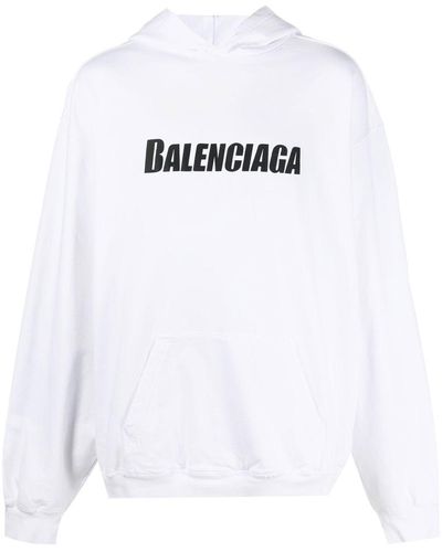 Balenciaga Destroyed Logo-print Hoodie - White
