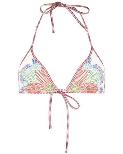 La DoubleJ Graphic-print Halterneck Bikini Top - Pink