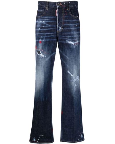 DSquared² Bootcut-Jeans im Distressed-Look - Blau