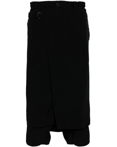 Yohji Yamamoto Drop-crotch layered shorts - Schwarz