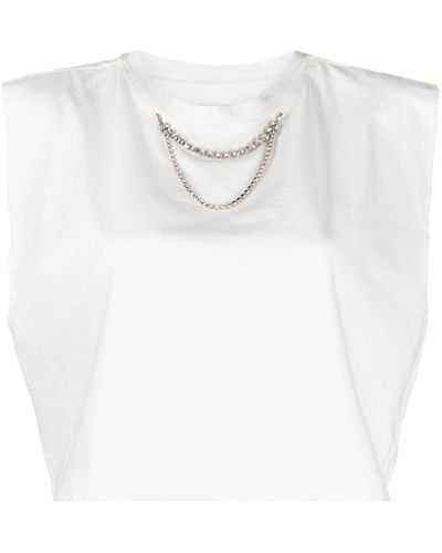 Forte Forte Camiseta sin mangas con detalle de strass - Blanco
