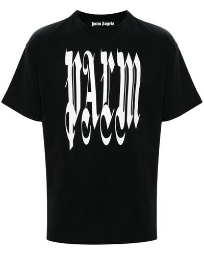 Palm Angels T-Shirt mit Gotik-Print - Schwarz