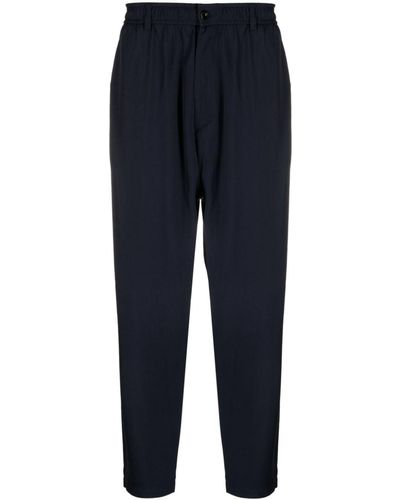 4SDESIGNS Elasticated-waistband Tapered Trousers - Blue