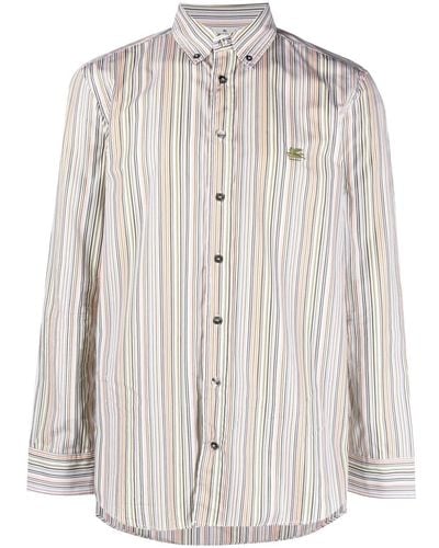 Etro Pegaso-motif Striped Cotton Shirt - White