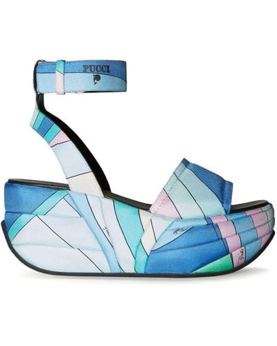 Emilio Pucci Ami 90mm Platform Sandals - Blue