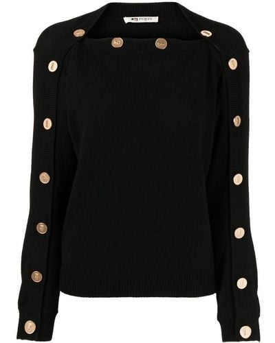 Ports 1961 Decorative-button Cashmere-blend Sweater - Black