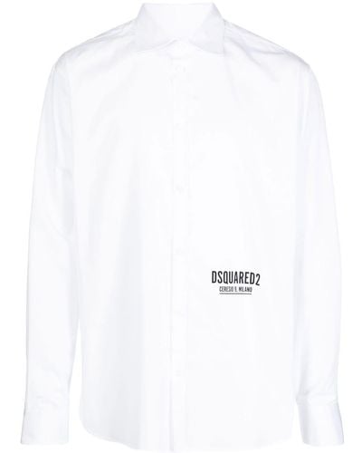DSquared² Overhemd Met Logoprint - Wit