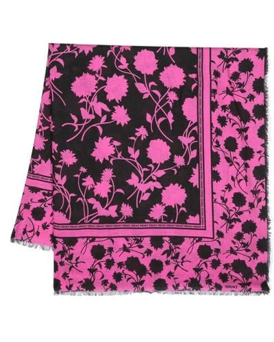 Versace Floral Modal-silk Scarf - Pink