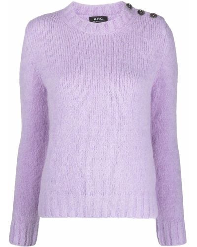 A.P.C. Side-button Knitted Sweater - Purple
