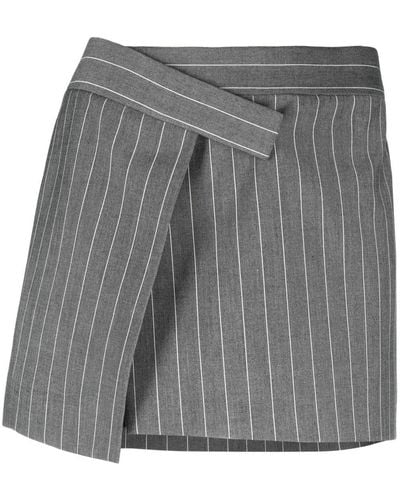 The Attico Pinstripe Wrap Miniskirt - Grey
