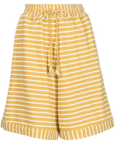Bambah Striped Wide-leg Shorts - Yellow