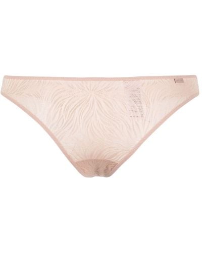 Calvin Klein Lace-panelling Elasticated-waist Thong - Pink