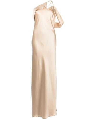 Michelle Mason Bias-cut One-shoulder Gown - Natural