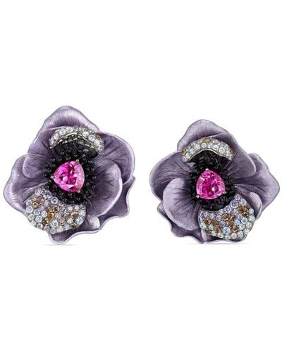 Anabela Chan 18kt White Gold Bloom Multi-sone Earrings - Purple