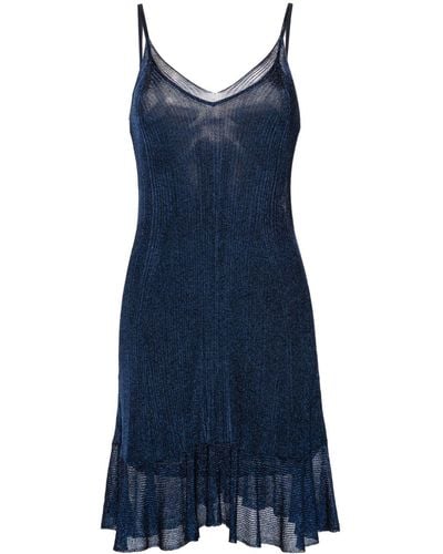 Ulla Johnson Bianca Metallic-knit Dress - Blue