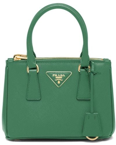 Prada Mini Galleria Saffiano Leather Handbag - Green