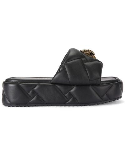 Kurt Geiger Kensington Puff Leather Flatform Sandals - Black