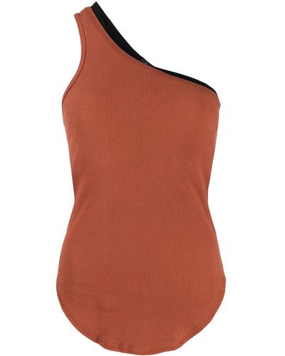 Bassike Rib-knit One-shoulder Tank Top - Orange